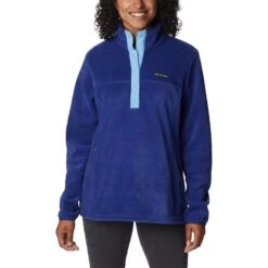 Columbia Women's Benton Springs™ 1/2 Snap Pullover Dark Sapphire / Vista Blue -Outdoor Clothing Store 1860991 432 f presethigh res jpeg 300 dpi