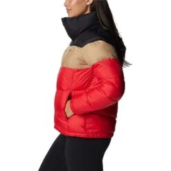 Columbia Women's Puffect™ Colourblock Jacket Red Lily / Beach -Outdoor Clothing Store 1955101 658 a1 presethigh res jpeg 300 dpi