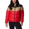 Columbia Women's Puffect™ Colourblock Jacket Red Lily / Beach -Outdoor Clothing Store 1955101 658 f presethigh res jpeg 300 dpi