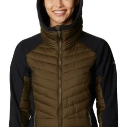 Columbia Women's Powder Lite™ Hybrid Hooded Jacket Olive Green / Black -Outdoor Clothing Store 2007761 319 a2 presethigh res jpeg 300 dpi