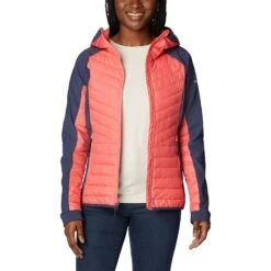 Columbia Women's Powder Lite™ Hybrid Hooded Jacket Blush Pink / Nocturnal -Outdoor Clothing Store 2007761 614 a5 presethigh res jpeg 300 dpi
