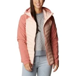 Columbia Women's Powder Lite™ Hybrid Hooded Jacket Peach Blossom / Dark Coral -Outdoor Clothing Store 2007761 890 a5 presethigh res jpeg 300 dpi