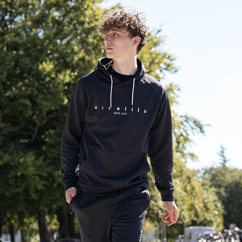 Men's Nathan Technical Fleece Overhead Hoodie Black / Silver 3 Men's Nathan Technical Fleece Overhead Hoodie Black / Silver