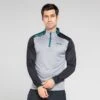 Men's Zack Half Zip Midlayer Top Grey / Black / Green -Outdoor Clothing Store 4t5a3584