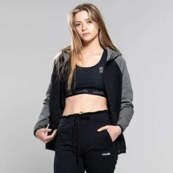 Women's Henry Fleece Full Zip Hoodie Black / Dark Grey 12 Women's Henry Fleece Full Zip Hoodie Black / Dark Grey -Outdoor Clothing Store 4t5a6397