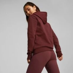 Puma Women's Essentials Logo Hoodie Aubergine -Outdoor Clothing Store 586789 50 mod02