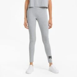 Puma Women's Essentials Logo Leggings Light Grey Heather -Outdoor Clothing Store 586832 04 mod01