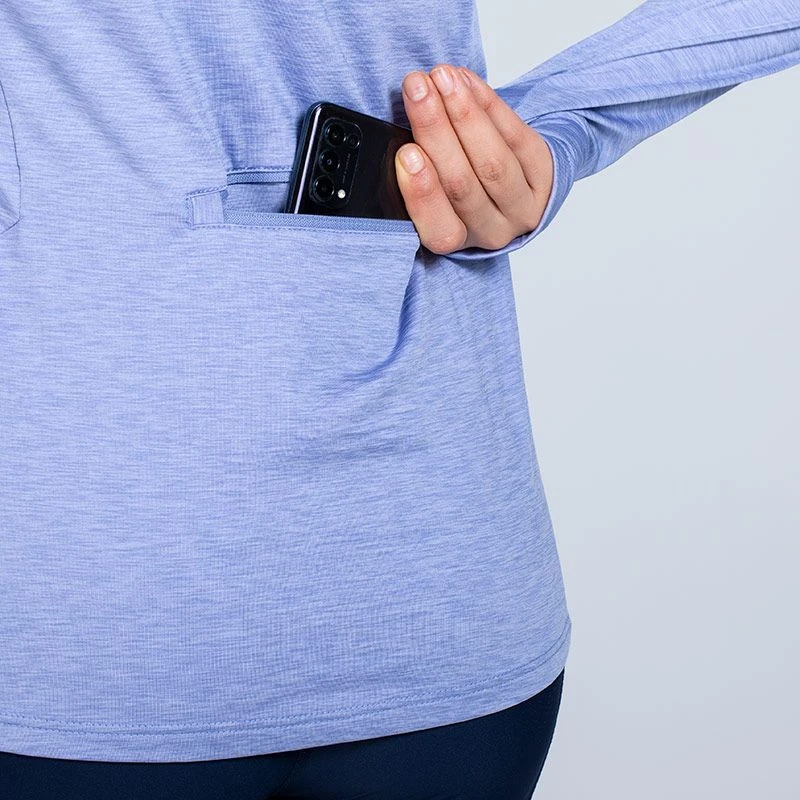 Women's Madison Brushed Half Zip Top Blue 9 Women's Madison Brushed Half Zip Top Blue - Image 7