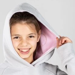 Kids' Emily Fleece Pullover Hoodie Grey / Pink 10 Kids' Emily Fleece Pullover Hoodie Grey / Pink -Outdoor Clothing Store am3a0192