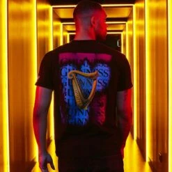 Guinness Men's Printed Harp T-Shirt Black -Outdoor Clothing Store g1328 model back