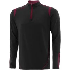 Kids' Loxton Brushed Half Zip Top Black / Maroon