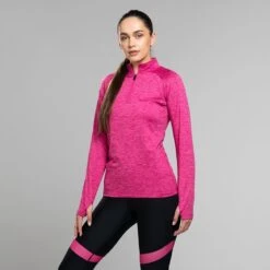 Women's Madison Brushed Half Zip Top Pink