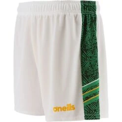 Kids' Mourne Shorts White / Green Shadow / Amber -Outdoor Clothing Store mourne gaelic short printed panel wht emer mar 1 3