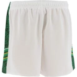 Kids' Mourne Shorts White / Green Shadow / Amber -Outdoor Clothing Store mourne gaelic short printed panel wht emer mar 3 3