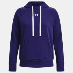 Under Armour Women's UA Rival Fleece HB Hoodie Sonar Blue / White -Outdoor Clothing Store ps1356317 468 hf