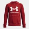 Under Armour Kids' Rival Fleece Big Logo Hoodie Stadium Red / Onyx White -Outdoor Clothing Store ps1357585 610 hf