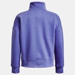 Under Armour Women's UA Rival Fleece Half Zip Baja Blue / White -Outdoor Clothing Store ps1373030 495 hb