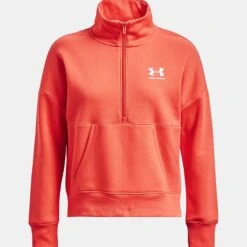 Under Armour Women's UA Rival Fleece Half Zip After Burn / White -Outdoor Clothing Store ps1373030 877 hf