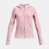 Under Armour Kids' UA Rival Fleece Full-Zip Hoodie Prime Pink / White 2 Under Armour Kids' UA Rival Fleece Full-Zip Hoodie Prime Pink / White -Outdoor Clothing Store ps1373130 647 hf