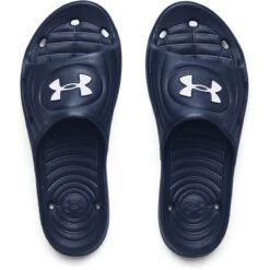 Under Armour Men's Locker IV Slides Academy / White -Outdoor Clothing Store s7.3023758 401 toe