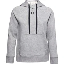 Under Armour Women's UA Rival Fleece HB Hoodie Steel Medium Heather / Black -Outdoor Clothing Store s7.ps1356317 035 hf