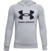 Under Armour Kids' UA Rival Fleece Big Logo Hoodie Mod Grey Light Heather / Black -Outdoor Clothing Store s7.ps1357585 011 hf
