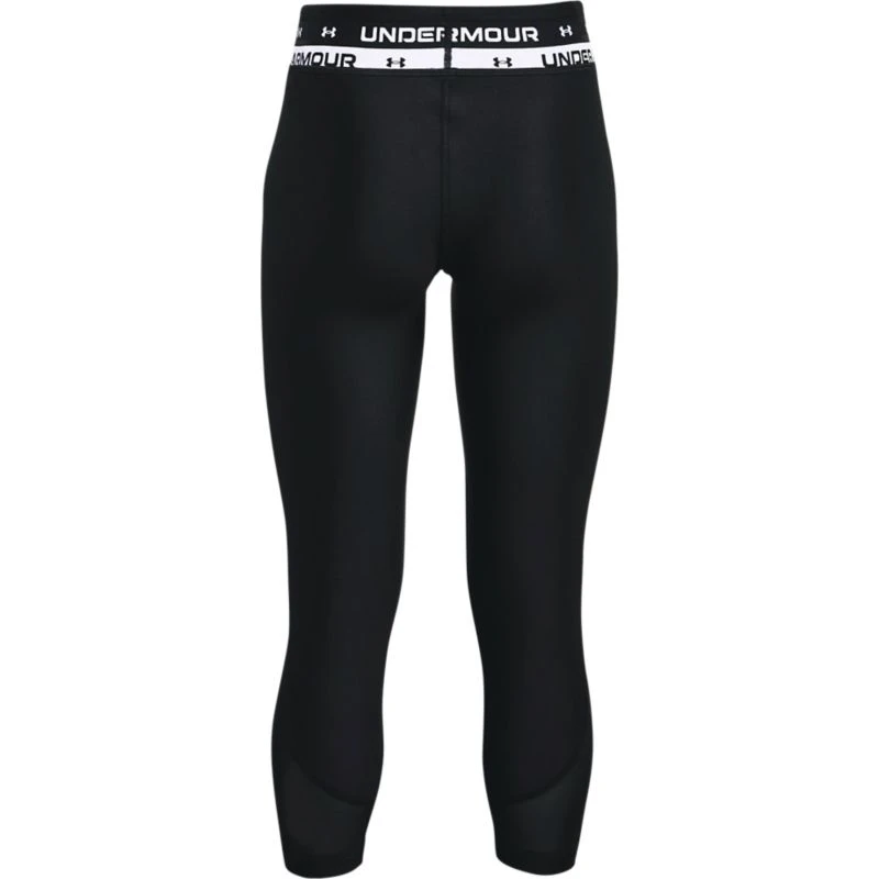 Under Armour Kids' HeatGear® Armour Crop Leggings Black / White 4 Under Armour Kids' HeatGear® Armour Crop Leggings Black / White - Image 2