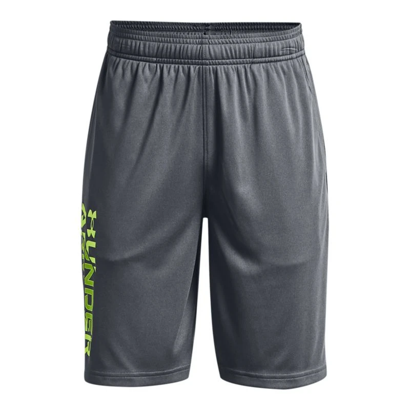 Under Armour Kids' Prototype 2.0 Wordmark Shorts Pitch Gray / Quirky Lime 3 Under Armour Kids' Prototype 2.0 Wordmark Shorts Pitch Gray / Quirky Lime