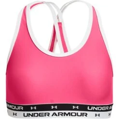 Under Armour Kids' UA Crossback Sports Bra Cerise / White