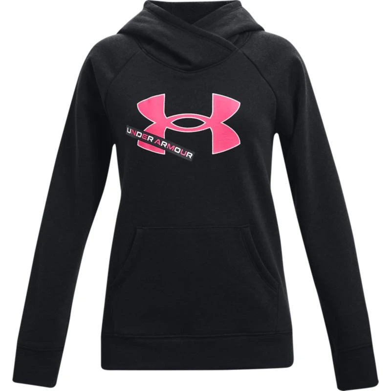 Under Armour Kids' UA Rival Fleece Logo Hoodie Black / Cerise 3 Under Armour Kids' UA Rival Fleece Logo Hoodie Black / Cerise
