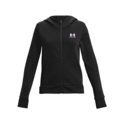 Under Armour Kids' Rival Fleece Full-Zip Hoodie Black / White