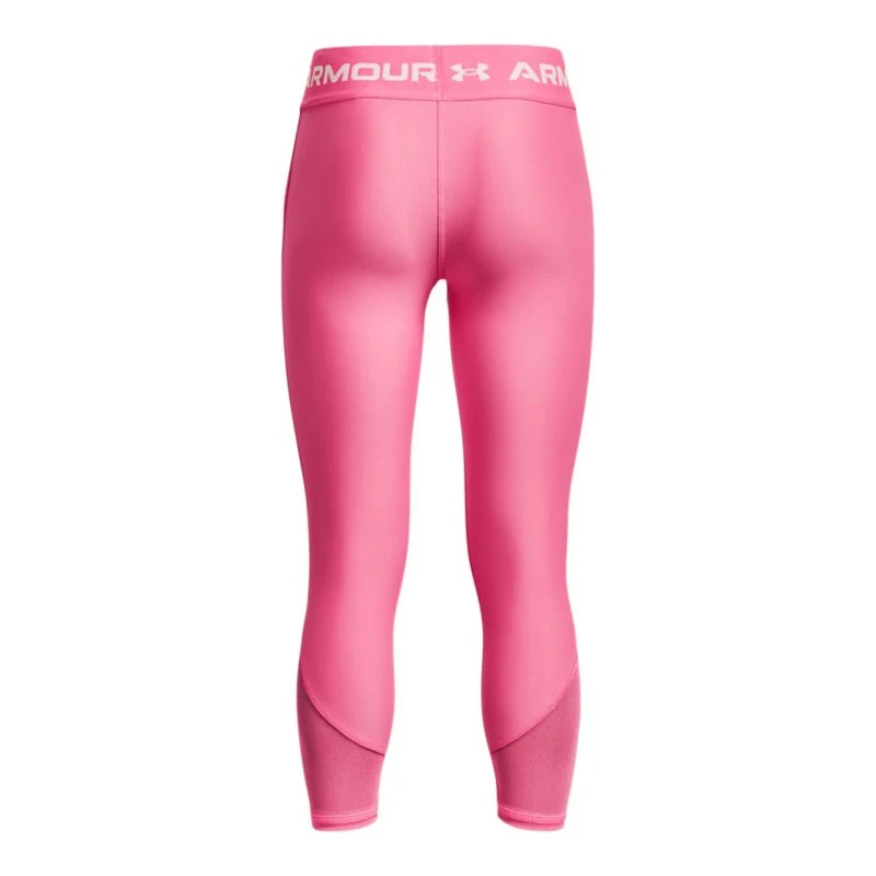 Under Armour Kids' HeatGear® Armour Ankle Crop Leggings Pink Punk / White 4 Under Armour Kids' HeatGear® Armour Ankle Crop Leggings Pink Punk / White - Image 2