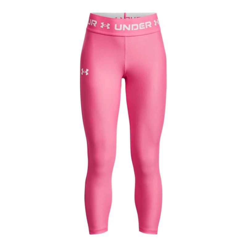 Under Armour Kids' HeatGear® Armour Ankle Crop Leggings Pink Punk / White 3 Under Armour Kids' HeatGear® Armour Ankle Crop Leggings Pink Punk / White