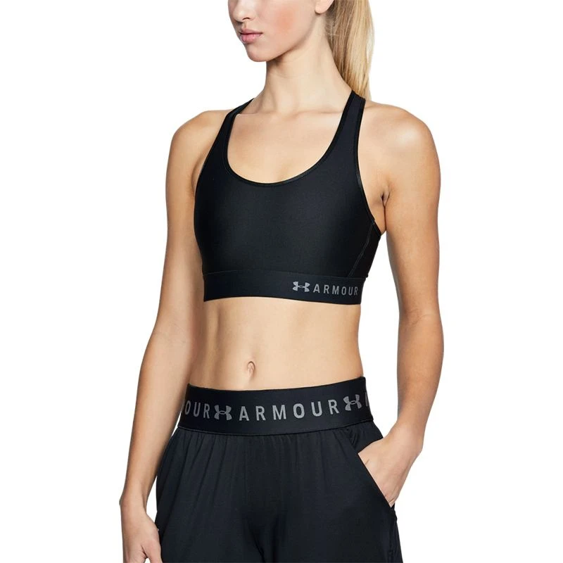 Under Armour Women's Armour Mid Bra Black / Metallic Silver 3 Under Armour Women's Armour Mid Bra Black / Metallic Silver