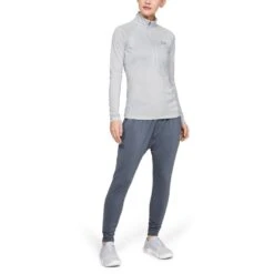 Under Armour Women's UA Tech™ Half Zip Twist Halo Grey / Metallic Silver -Outdoor Clothing Store s7.v5 1320128 014 fsf