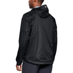 Under Armour Men's UA Forefront Rain Jacket Black / Steel -Outdoor Clothing Store s7.v5 1321439 001 bc
