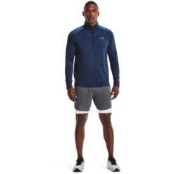Under Armour Men's UA Tech™ Half Zip Top Academy / Steel -Outdoor Clothing Store s7.v5 1328495 409 fsf 1