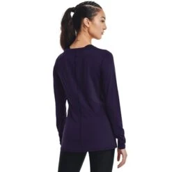 Under Armour Women's HeatGear® Armour Long Sleeve Top Purple Switch / Metallic Silver -Outdoor Clothing Store s7.v5 1328966 570 bc