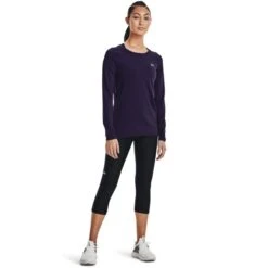 Under Armour Women's HeatGear® Armour Long Sleeve Top Purple Switch / Metallic Silver -Outdoor Clothing Store s7.v5 1328966 570 fsf