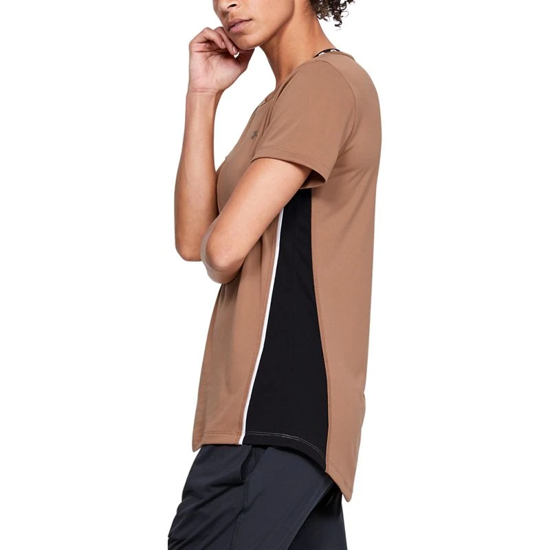 Under Armour Women's Tech Colour Block Short Sleeve T-Shirt Brown 5 Under Armour Women's Tech Colour Block Short Sleeve T-Shirt Brown - Image 3