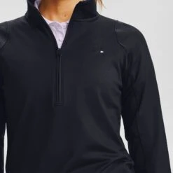 Under Armour Women's Storm Midlayer Half Zip Black / Black -Outdoor Clothing Store s7.v5 1356229 001 collar main