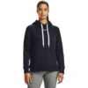 Under Armour Women's UA Rival Fleece HB Hoodie Black / White -Outdoor Clothing Store s7.v5 1356317 001 fc main