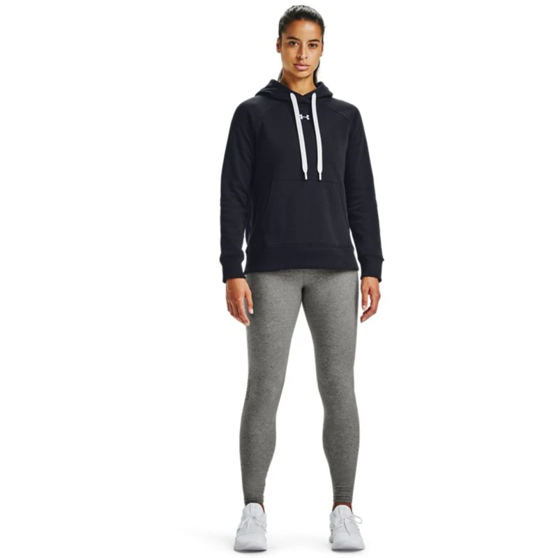 Under Armour Women's UA Rival Fleece HB Hoodie Black / White 6 Under Armour Women's UA Rival Fleece HB Hoodie Black / White - Image 4