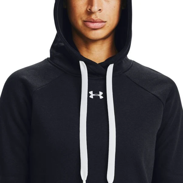 Under Armour Women's UA Rival Fleece HB Hoodie Black / White 5 Under Armour Women's UA Rival Fleece HB Hoodie Black / White - Image 3