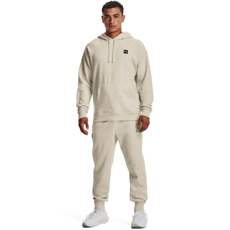 Under Armour Men's Rival Fleece Hoodie Stone / Onyx White 6 Under Armour Men's Rival Fleece Hoodie Stone / Onyx White - Image 4