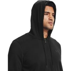 Under Armour Men's Armour Fleece® Full Zip Hoodie Black -Outdoor Clothing Store s7.v5 1357110 001 hood