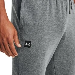 Under Armour Men's Rival Fleece Joggers Pitch Gray Light Heather / Onyx White -Outdoor Clothing Store s7.v5 1357128 012 sidedet