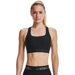 Under Armour Women's Armour Mid Crossback Sports Bra Black / Jet Grey