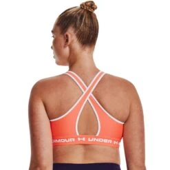 Under Armour Women's Armour Mid Crossback Sports Bra Electric Tangerine / White -Outdoor Clothing Store s7.v5 1361034 825 bc xl