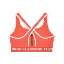 Under Armour Women's Armour Mid Crossback Sports Bra Electric Tangerine / White -Outdoor Clothing Store s7.v5 1361034 825 ldb sl